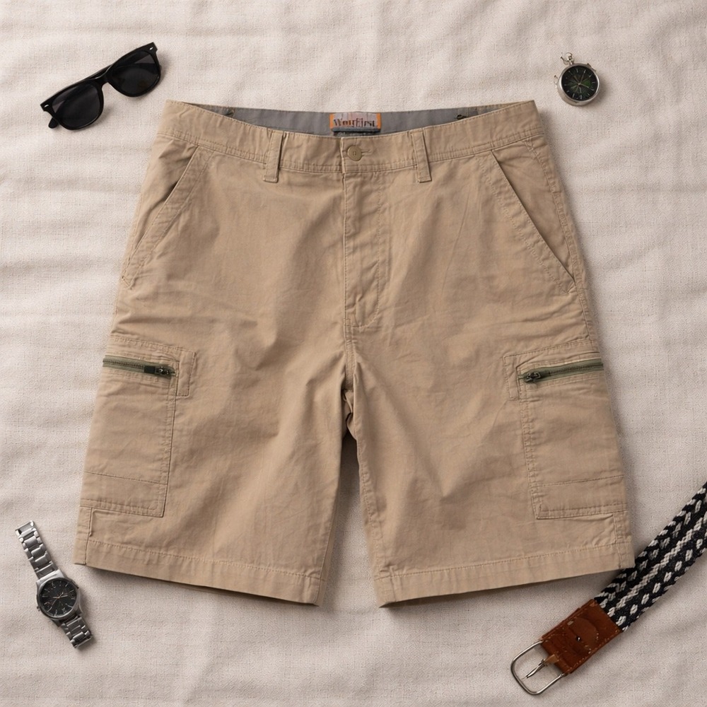 WearFirst Mens Switchback Cargo Shorts Tan Chinchilla Stretch Size 36 NWT